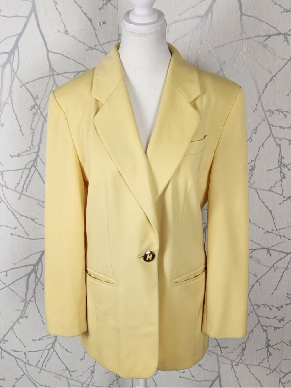 ARA Pale Yellow Wool Blend Single Button Blazer